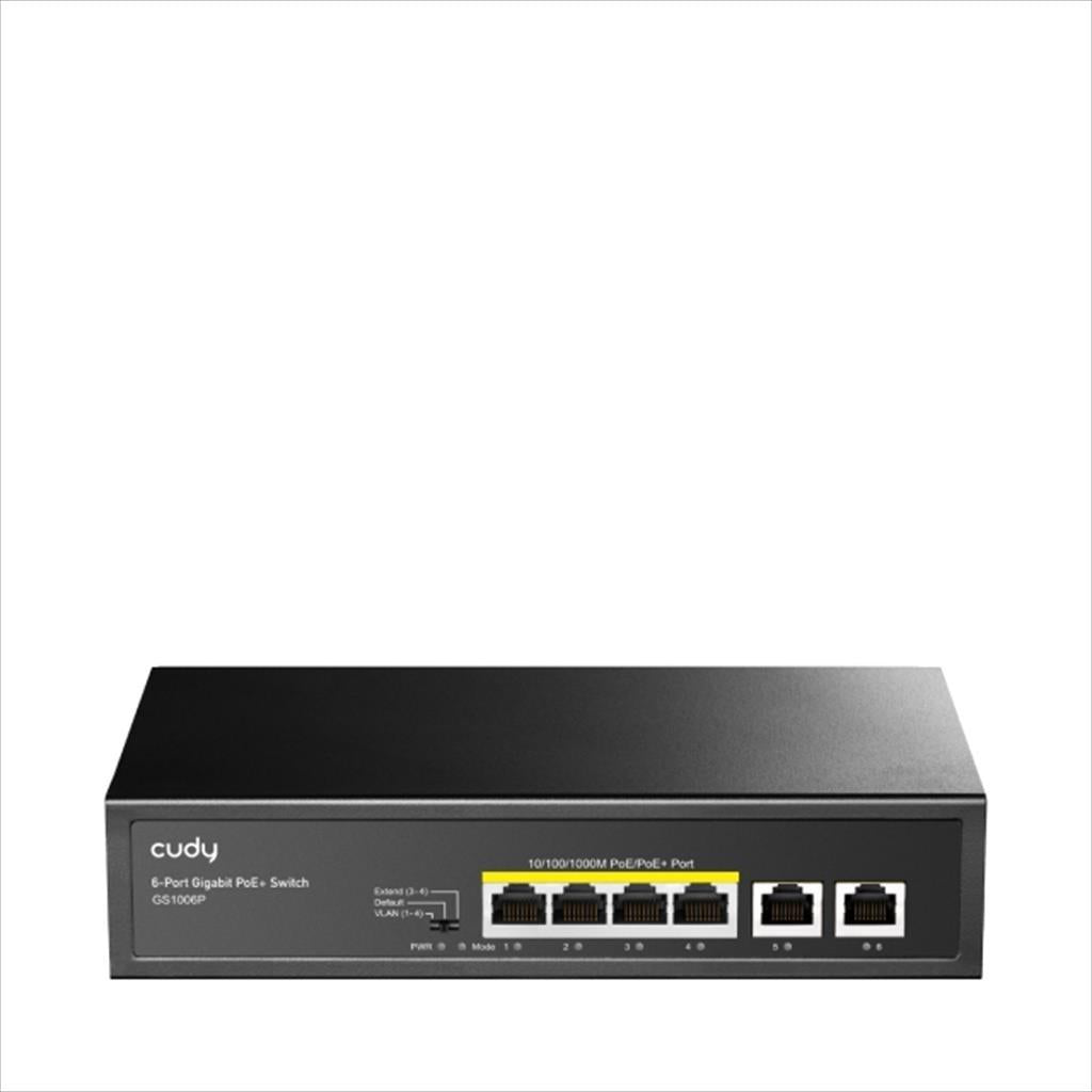 NET Switch POE+ CUDY 6-port 10/100/1000 (4 POE) GS1006P, 65W, Metal
