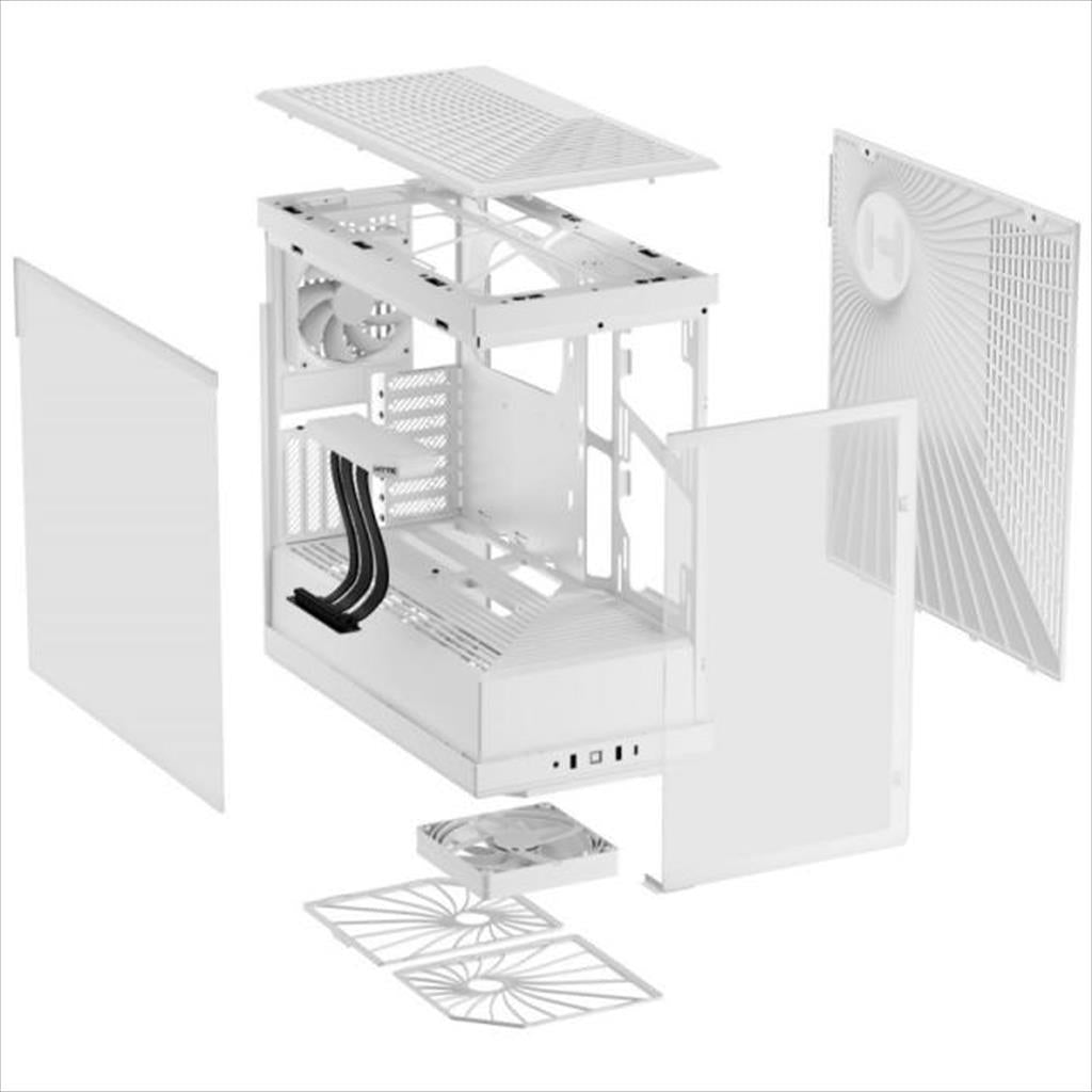 CASE HYTE ATX Mid-Tower Y40, x2 Tempered glass, 2x 120mm fans, w/riser 4.0 cable, USB 3.2 Type C, Snow White, CS-HYTE-Y40-WW