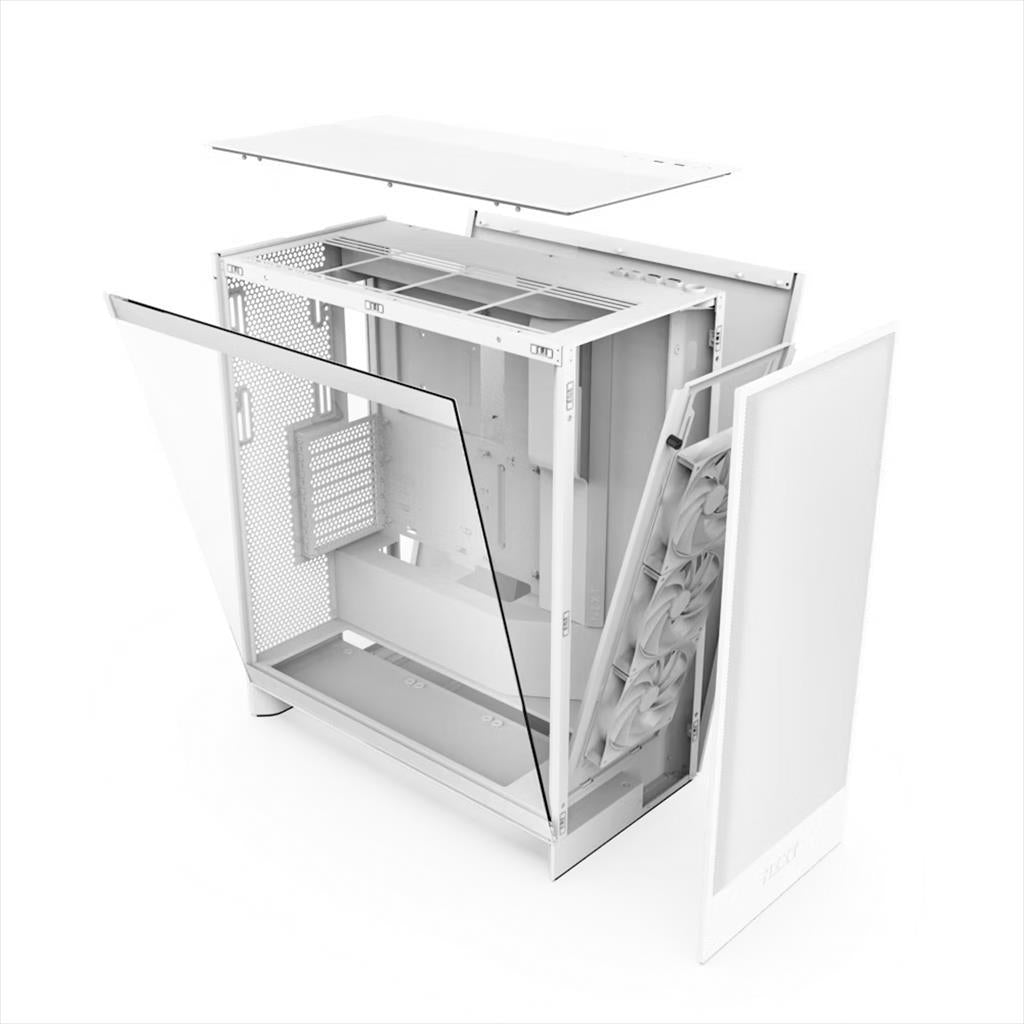 CASE NZXT E-ATX Mid-Tower H7 FLOW (2024) w/WINDOW Front & top MESH 3xF120Q Quiet fans, USB 3.2 type-C, 2xUSB 3.2 type A, Matte White CM-H72FW-01