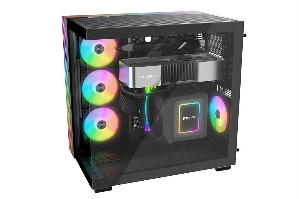 CASE BE QUIET! ATX Mid-Tower Light Base 600 DX, w/2x Tempered glass, ARGB LED strips and 2 hubs, inverted layout, Black BGW65