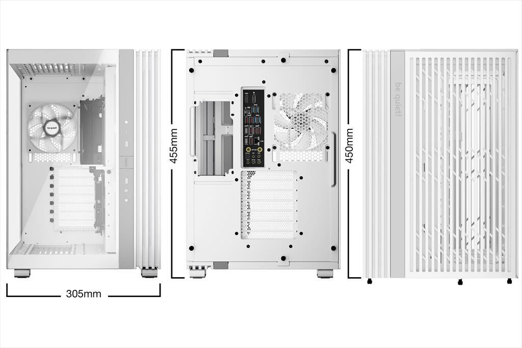 CASE BE QUIET! ATX Mid-Tower Light Base 600 LX, w/2x Tempered glass, 4x Light Wings LX 120mm PWM, ARGB LED strips and 2 hubs, inverted layout, White BGW68