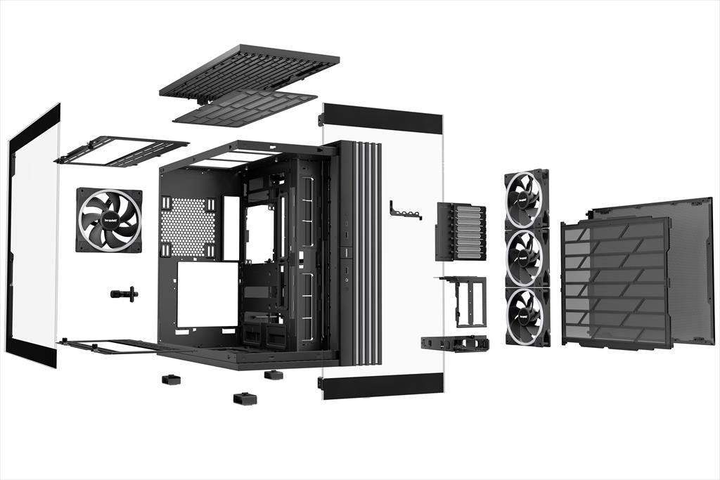 CASE BE QUIET! ATX Mid-Tower Light Base 900 FX, w/2x Tempered glass, 4x Light Wings 140mm PWM, ARGB LED strips and 2 hubs, inverted layout, Black BGW71