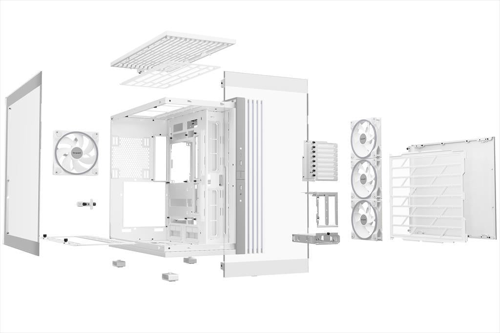 CASE BE QUIET! ATX Mid-Tower Light Base 900 FX, w/2x Tempered glass, 4x Light Wings 140mm PWM, ARGB LED strips and 2 hubs, inverted layout, White BGW72