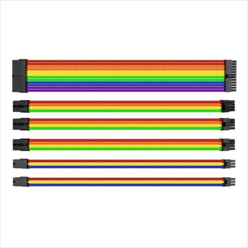 EXTENSION PSU KIT THERMALTAKE TTMOD ATX 24-pin, CPU 4+4-pin, PCI-E 8-pin x2, PCI-E 6-pin x2, w/cable comb RAINBOW (RED/ORANGE/YELLOW/GREEN/BLUE/VIOLET)  AC-049-CN 1NAN