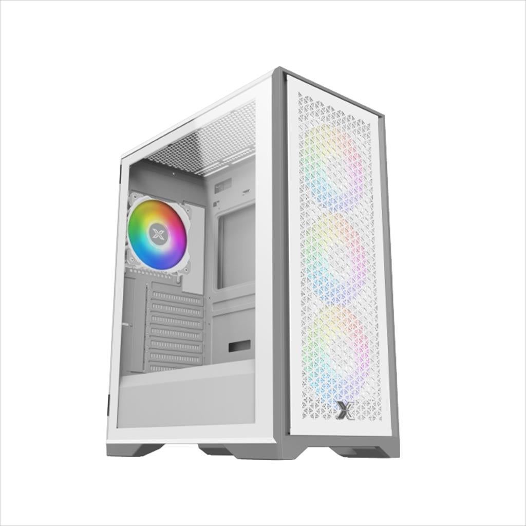 CASE XIGMATEK ATX mid-Tower LUX S Arctic  w/TG Magnet flip, metal vents FP, 4x120mm X24A, ARGB Galaxy II Fan Control Kit, EN48298