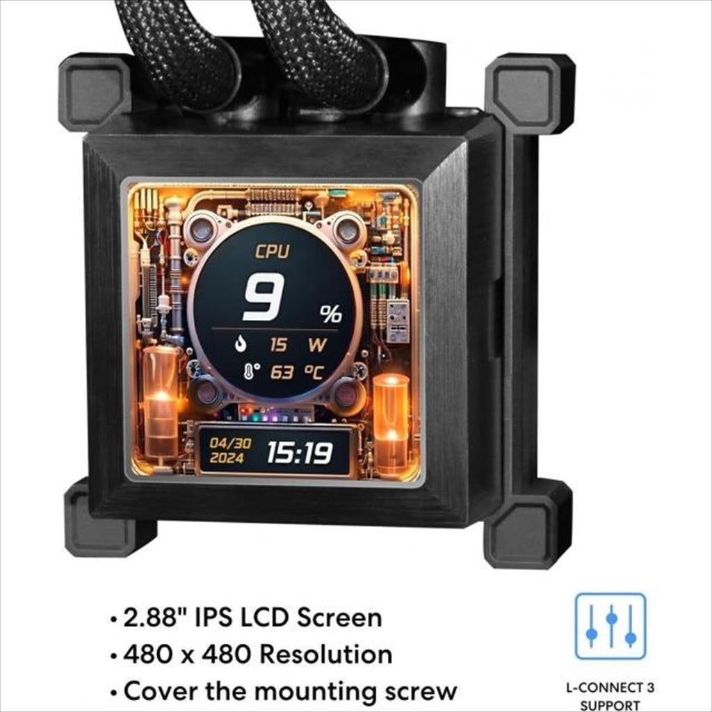 COOLERS CPU AIO LIAN LI HydroShift LCD 360TL ARGB, 3x120mm ARGB fans, LCD Display 2.88" IPS, Black, HSLCD36TB