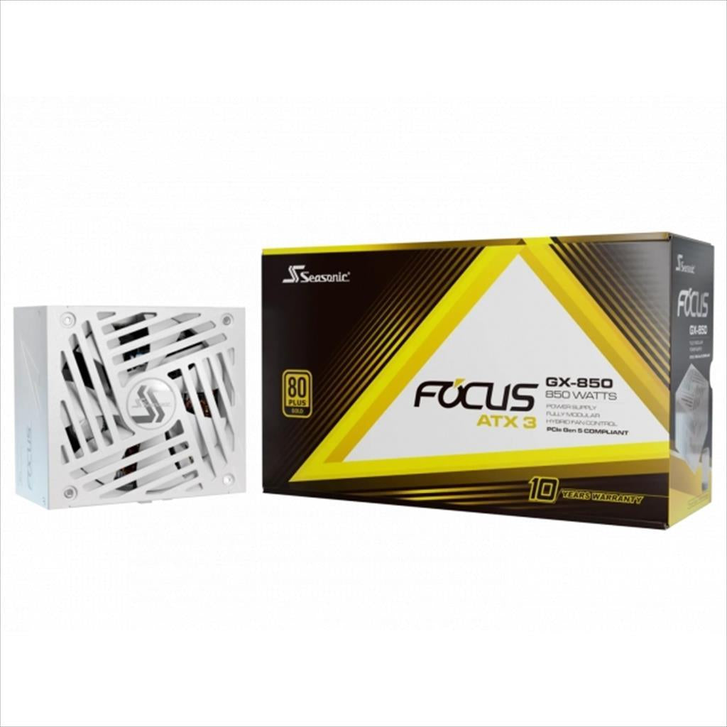 PSU 850W SEASONIC FOCUS GX-850 (2024) WHITE w/PCIE 5.1 80+ GOLD , Fully Modular, FOCUS GX-850-V4-WHITE