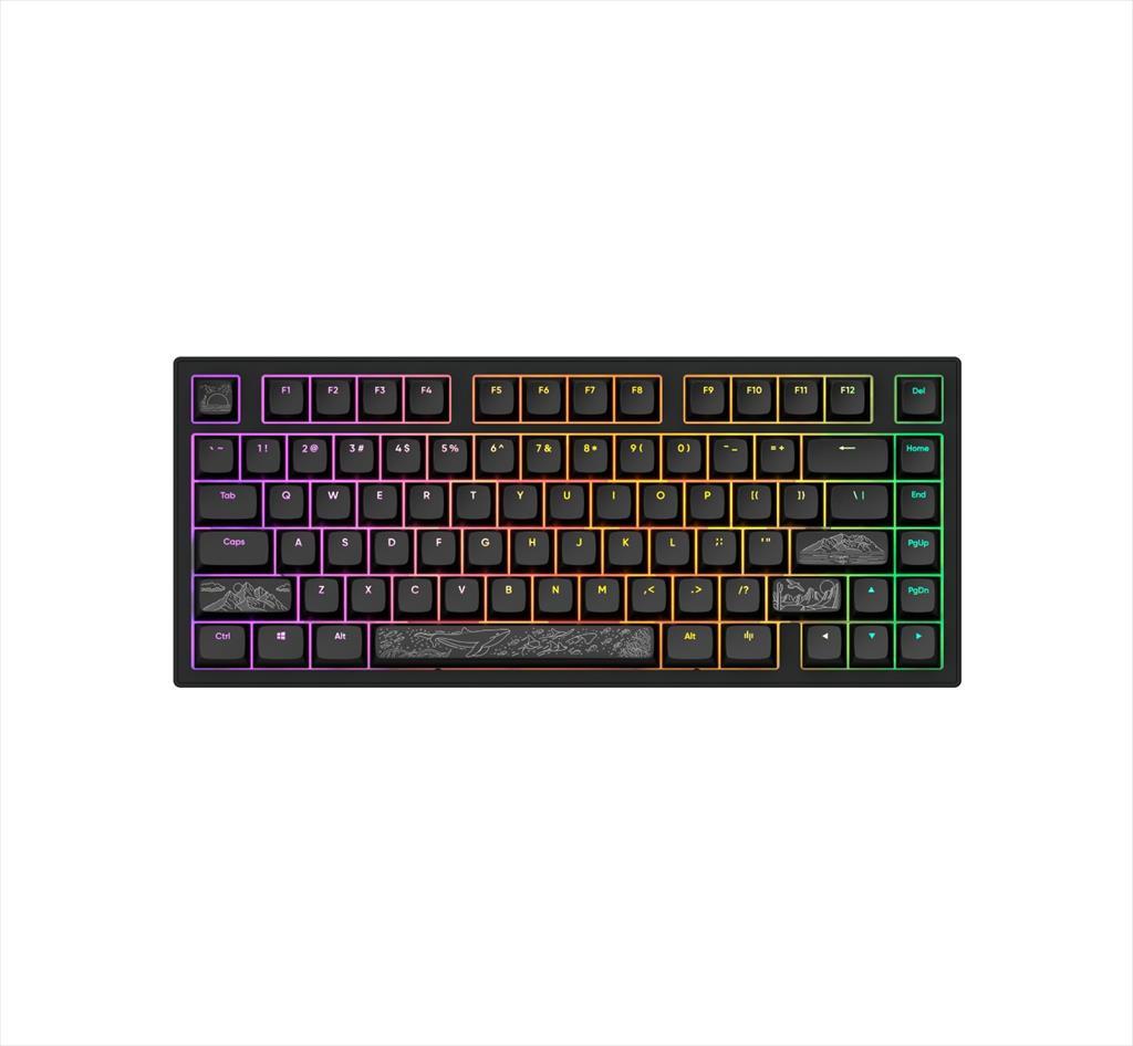 KEYBOARD MECHANICAL DARK PROJECT ALU81A TERRA NOSTRA BLACK HS RGB linear mechanical switches G3ms Moonstone- Pre-lubed, +4 switch, COILED CABLE ANSI layout