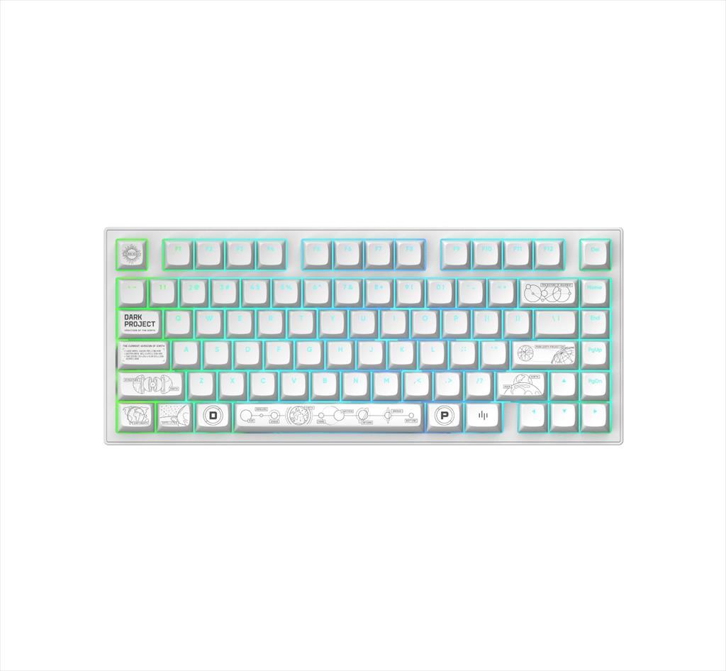 KEYBOARD MECHANICAL DARK PROJECT ALU81A TERRA NOVA WHITE HS RGB linear mechanical switches G3ms Moonstone- Pre-lubed, wireless (BT/2,4g),+4 switch ANSI layout
