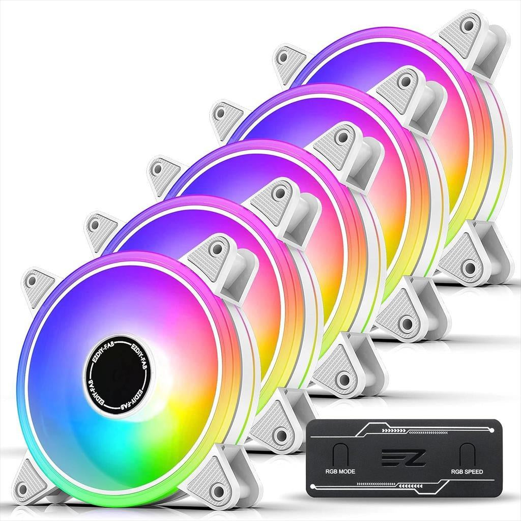 COOLERS CASE FAN 5x120mm EZDIY-FAB MOONLIGHT White, PWM, 1800 RPM, w/PWM FAN HUB