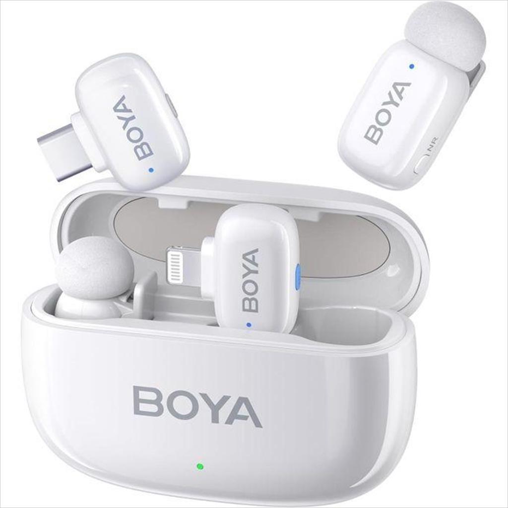 MICROPHONE WIRELESS SYSTEM BOYA MINI 13, 2xMIC, USB-C and Lightning receiver, white