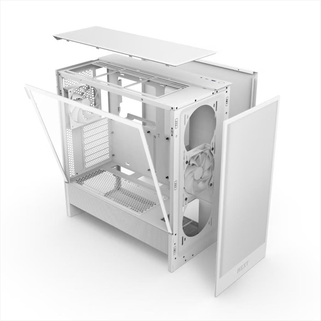 CASE NZXT E-ATX Mid-Tower H5 FLOW (2024) w/Mesh Front & top MESH 2xF120Q, USB 3.2 type-C, 1xUSB 3.2 type A, Matte White CC-H52FW-01