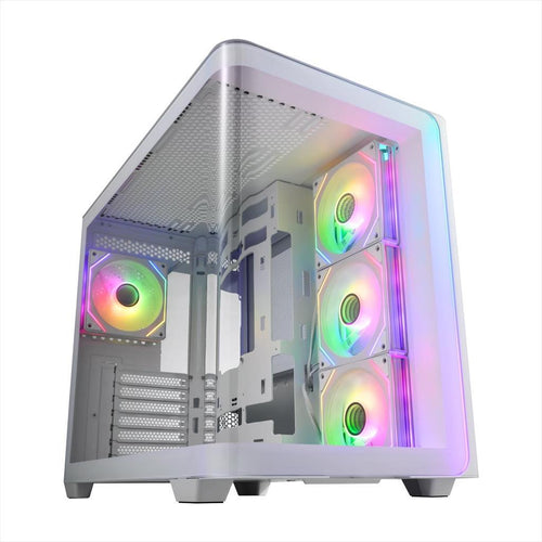 CASE FSP ATX Mid-Tower M580-WA, 4x120mm reverse PWM ARGB, w/CURVED GLASS, White