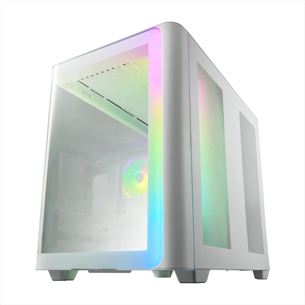 CASE FSP ATX Mid-Tower M580-WA, 4x120mm reverse PWM ARGB, w/CURVED GLASS, White