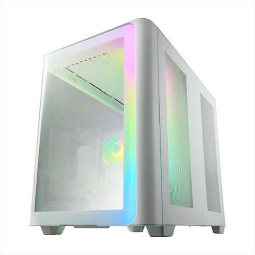 CASE FSP ATX Mid-Tower M580-WA, 4x120mm reverse PWM ARGB, w/CURVED GLASS, White