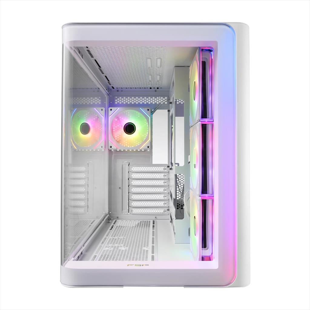 CASE FSP ATX Mid-Tower M580-WA, 4x120mm reverse PWM ARGB, w/CURVED GLASS, White