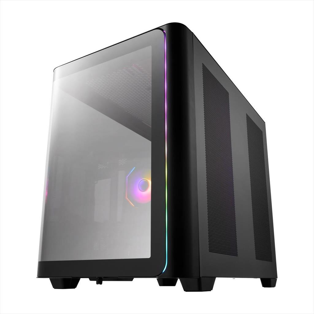 CASE FSP ATX Mid-Tower M580-BA, 4x120mm reverse PWM ARGB, w/CURVED GLASS, Black