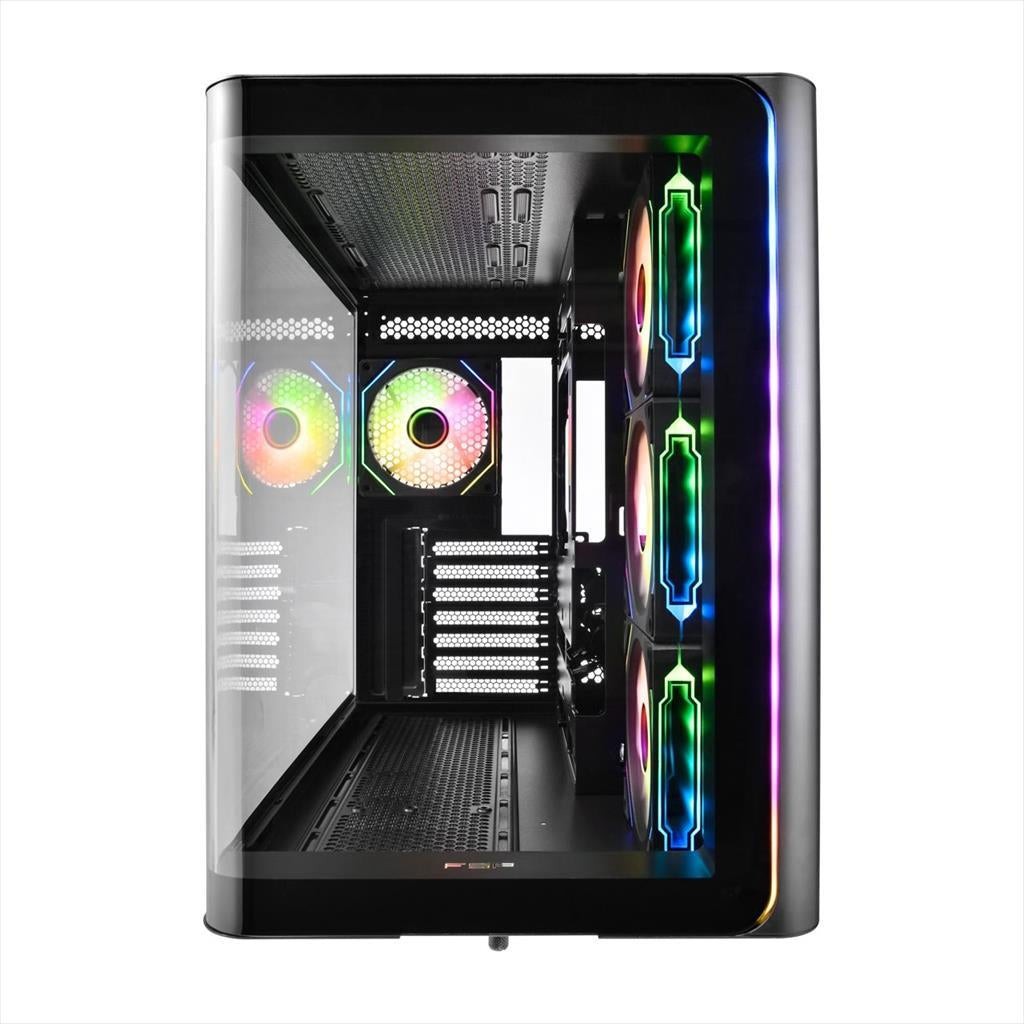 CASE FSP ATX Mid-Tower M580-BA, 4x120mm reverse PWM ARGB, w/CURVED GLASS, Black