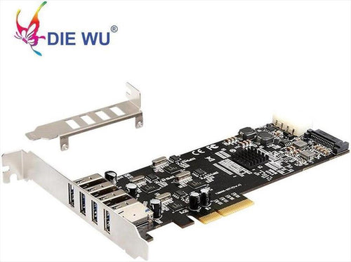 CONVERTOR PCI-E TO 4 X USB 3.0 DIEWU TXI058 Chipset:NEC, 20 GB/S (5GB on each port), LP