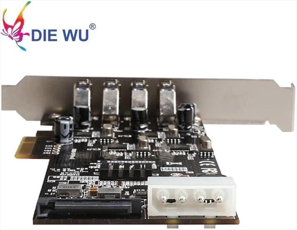 CONVERTOR PCI-E TO 4 X USB 3.0 DIEWU TXI058 Chipset:NEC, 20 GB/S (5GB on each port), LP