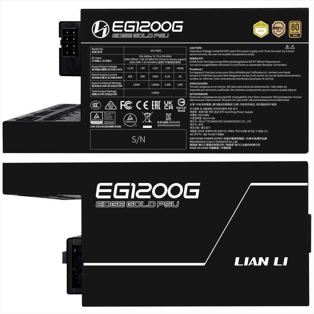 PSU 1200W LIAN LI EDGE GOLD EG1200G 80+ GOLD PCIe 5.1 (L-Shape, w/x4 USB 2.0 headers), FULL MODULAR Black
