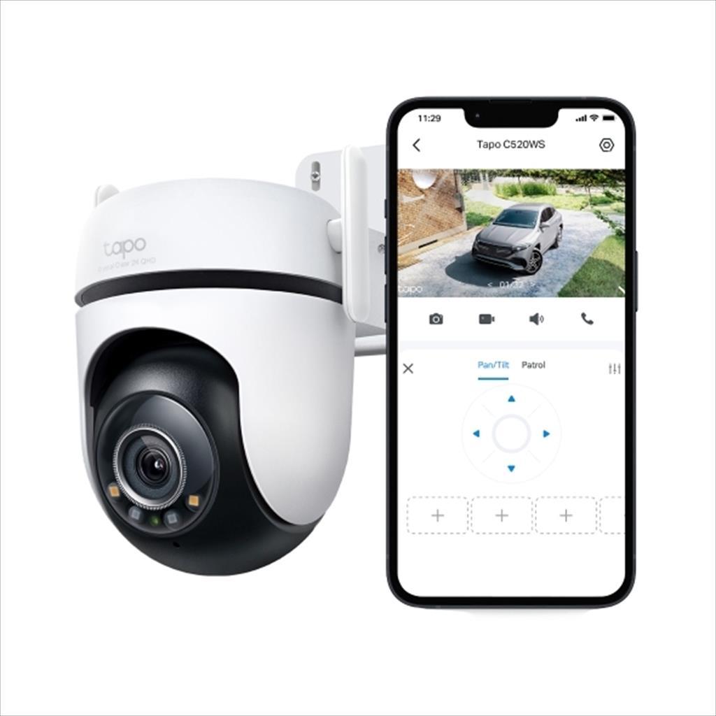 CAMERA TP-LINK TAPO C520WS WIFI HOME OUTDOOR SECURITY 360°, 2K (2560x1440) , IP66, Starlight COLOR NIGHT VISION, Pan/Tilt