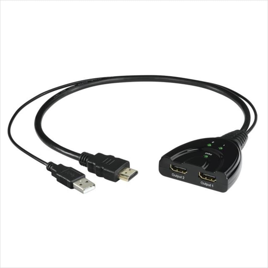 CONVERTOR SPLITTER HAMA HDMI (M) TO 2X HDMI (F) w/USB for power, 121776