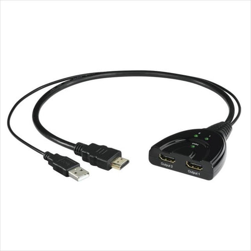CONVERTOR SPLITTER HAMA HDMI (M) TO 2X HDMI (F) w/USB for power, 121776