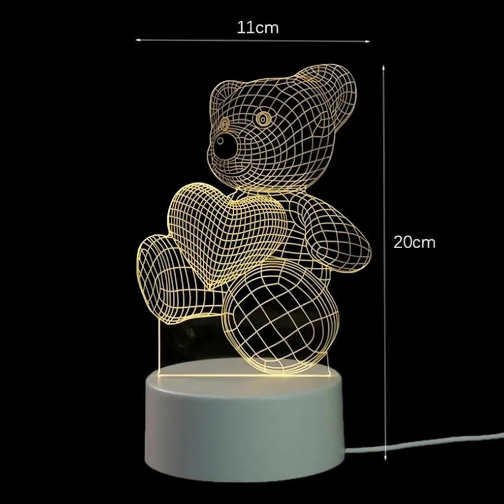 GAME FIGURINE TEDDY BEAR HEART 3D EXTRALINK NIGHT LAMP