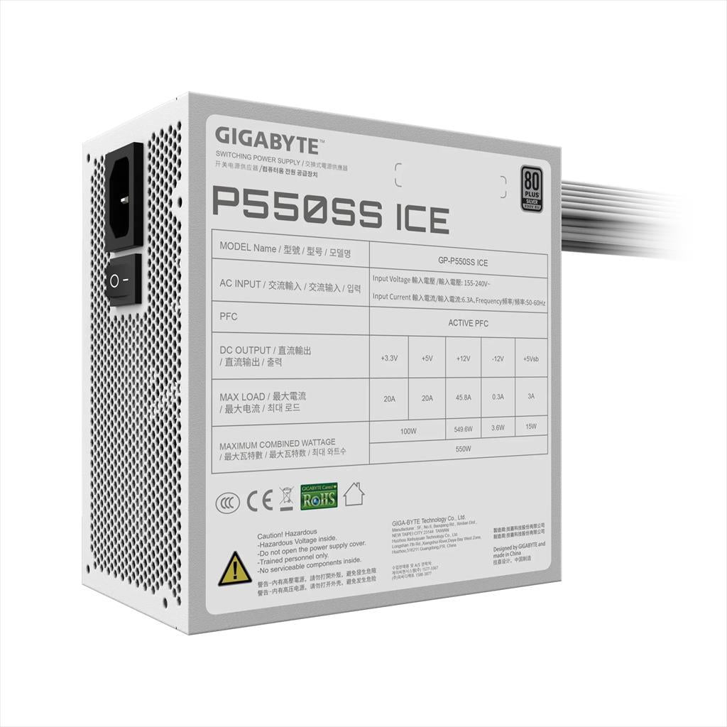 PSU 550W GIGABYTE P550SS ICE 80 PLUS SILVER, GP-P550SS ICE