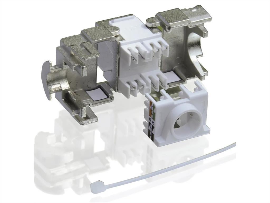 NET MODULCat6A STP keystone jack, tool-free, silver Secompm 26.99.0366-40