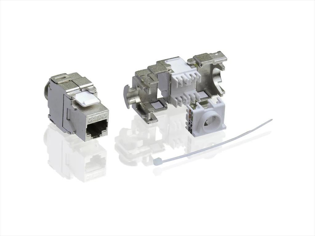 NET MODULCat6A STP keystone jack, tool-free, silver Secompm 26.99.0366-40