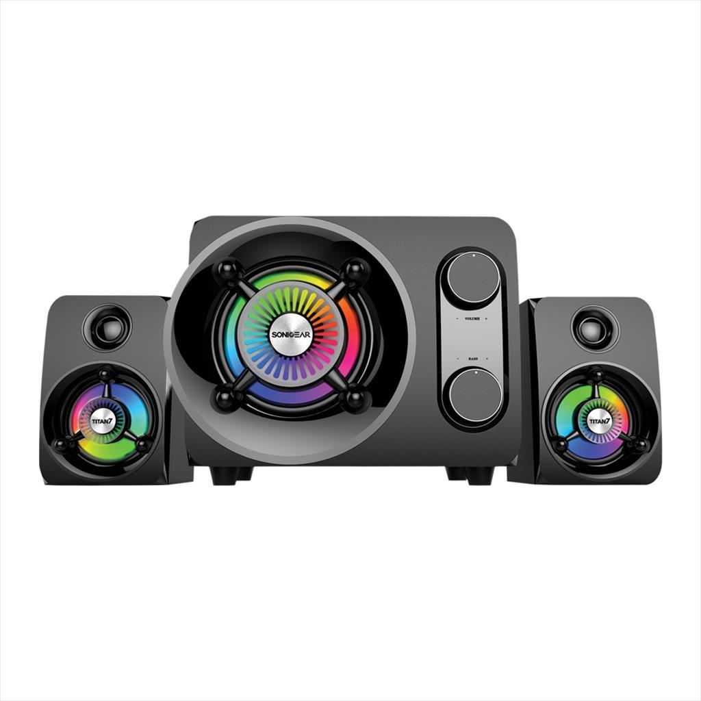 SPEAKERS 2.1 SONICGEAR TITAN 7 PRO BTMI, Light Efect, USB/SD CARD Music Playback,(25W) AUX/Bluetooth 4.2,FM Radio