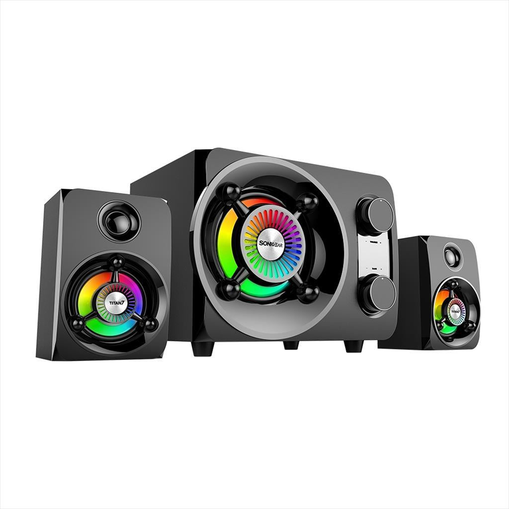 SPEAKERS 2.1 SONICGEAR TITAN 7 PRO BTMI, Light Efect, USB/SD CARD Music Playback,(25W) AUX/Bluetooth 4.2,FM Radio
