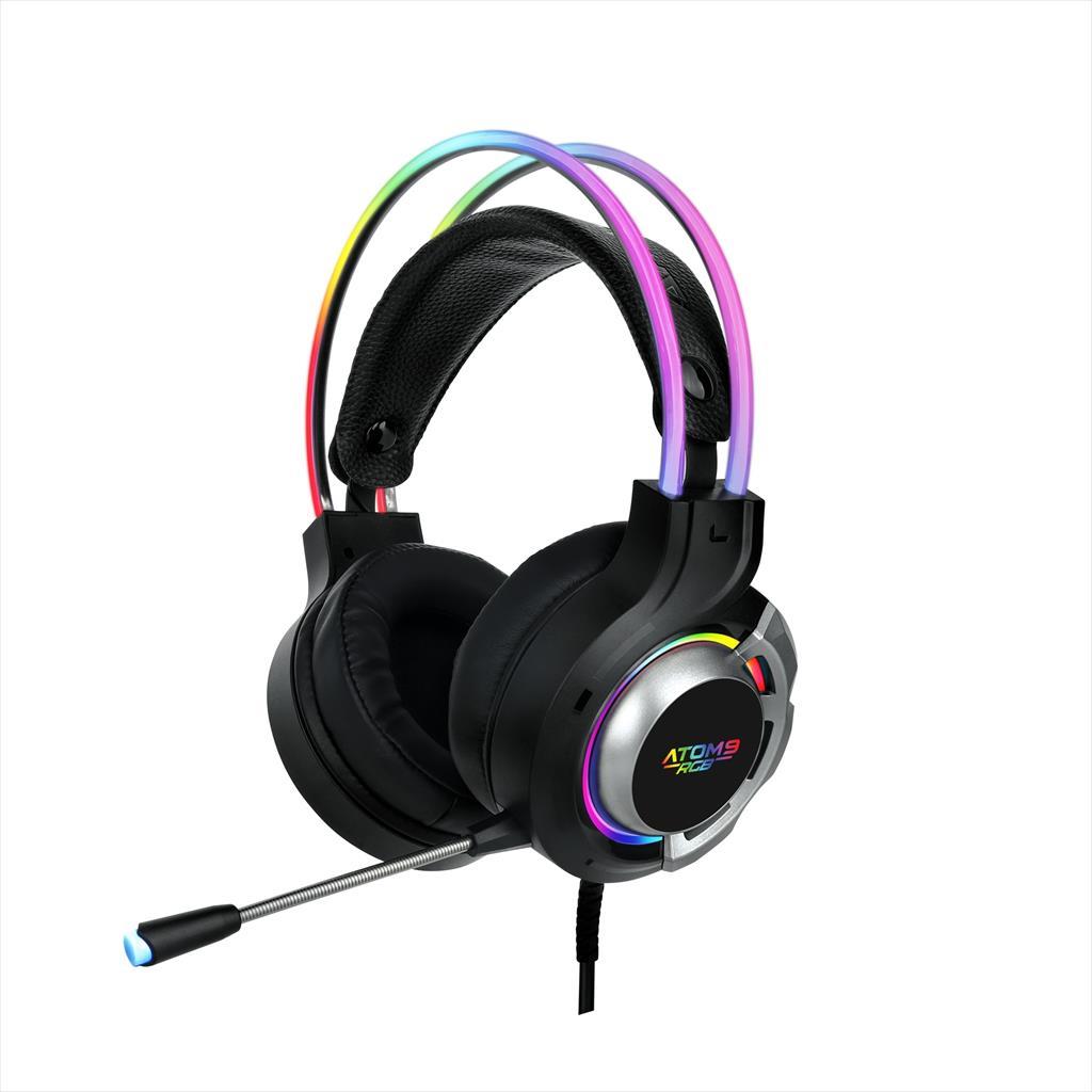HEADPHONE ARMAGGEDDON ATOM 9 GAMING HEADSET,HIGH SENSITIVE MICROPHONE, USB for RGB, BRAIDED CABLE, Noice Cancelation, 1x 3.5mm jack
