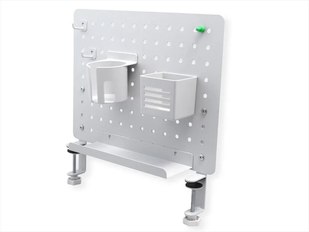 GAMING DESK CLAMP MOUNT PEGBOARD, (3x Pin Magnet, 1x Cup Holder, 2x Hook, 2x Gaming Controller Hook, 1x Headphone Hook), WHITE, 17.99.0098-4