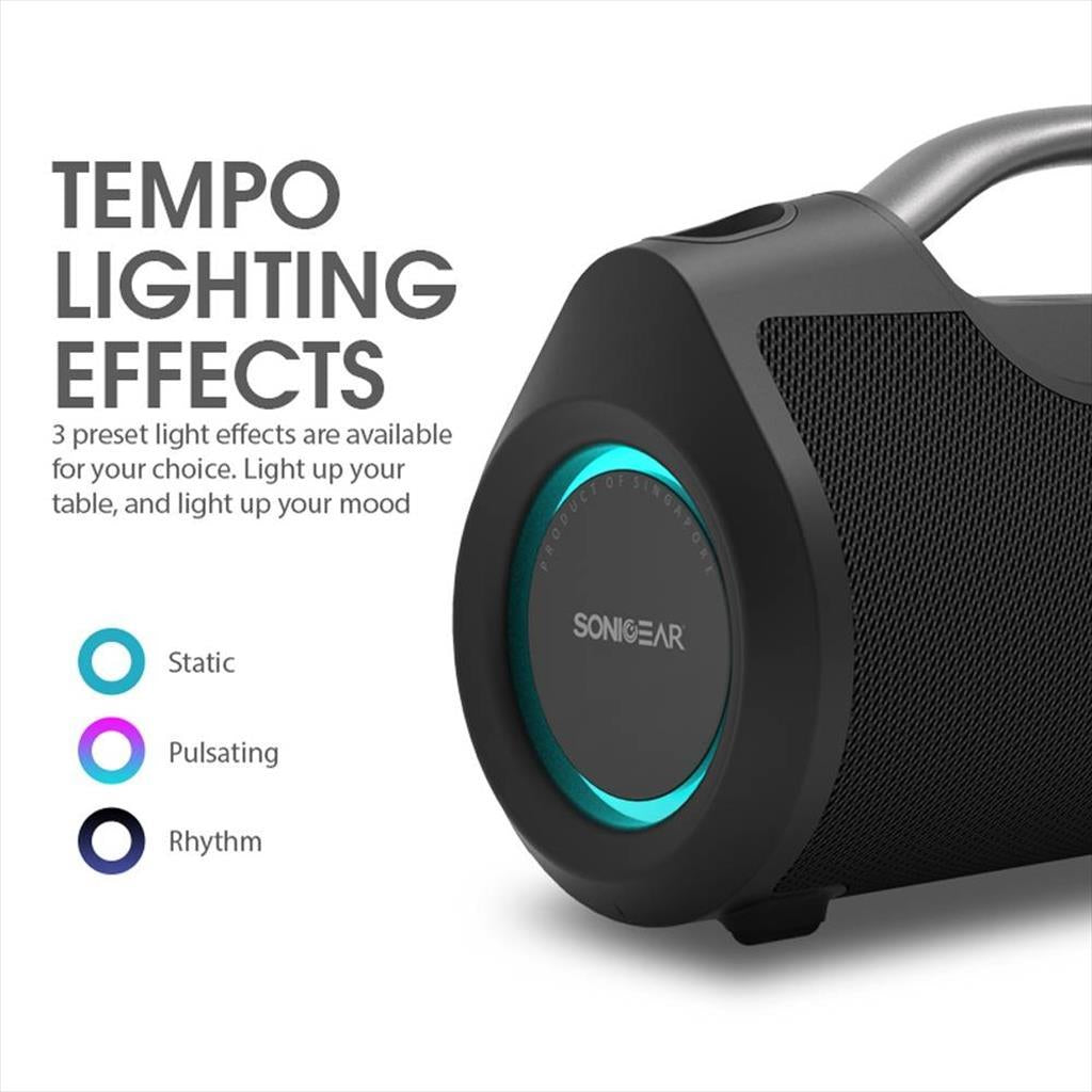 SPEAKERS BLUETOOTH SONICGEAR STUDIOBEATS HD PORTABLE SPEAKER 60W (up to 12 hours) w/microphone, 7200mAh powerbank, lightning efect