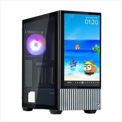 CASE ATX ZALMAN Z10 DS w/Display 15,6" FHD front panel w/WINDOW TG, 1x120mm ARGB fan, 2x120mm, Type-C