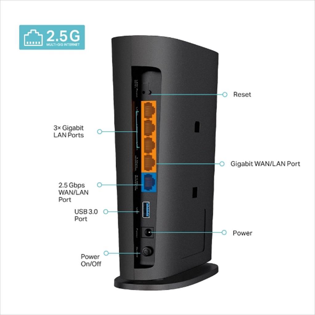 NET ROUTER Wireless TP-LINK ARCHER AX80, AX6000 5Ghz, 2,5Gb WAN/LAN port, 1Gb WAN/LAN port, 3xGb Lan port, Wi-Fi 6, Dual Band, USB 3.0