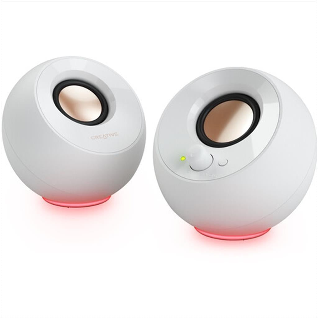 SPEAKERS 2.0 CREATIVE PEBBLE SE White, USB Type-C, bluetooth 5.3, RGB, (4.4W) 51MF1725AA001