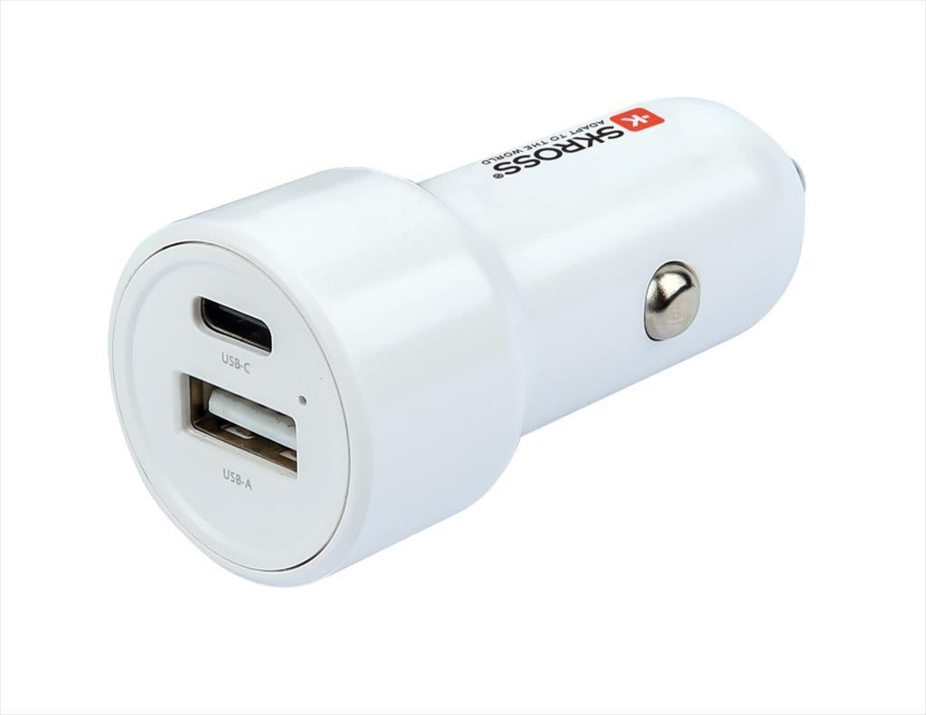 PHONE CAR CHARGER SKROSS DUAL PORT (USB-A + Type-C) 65W, SKCHCA0365WPDCN