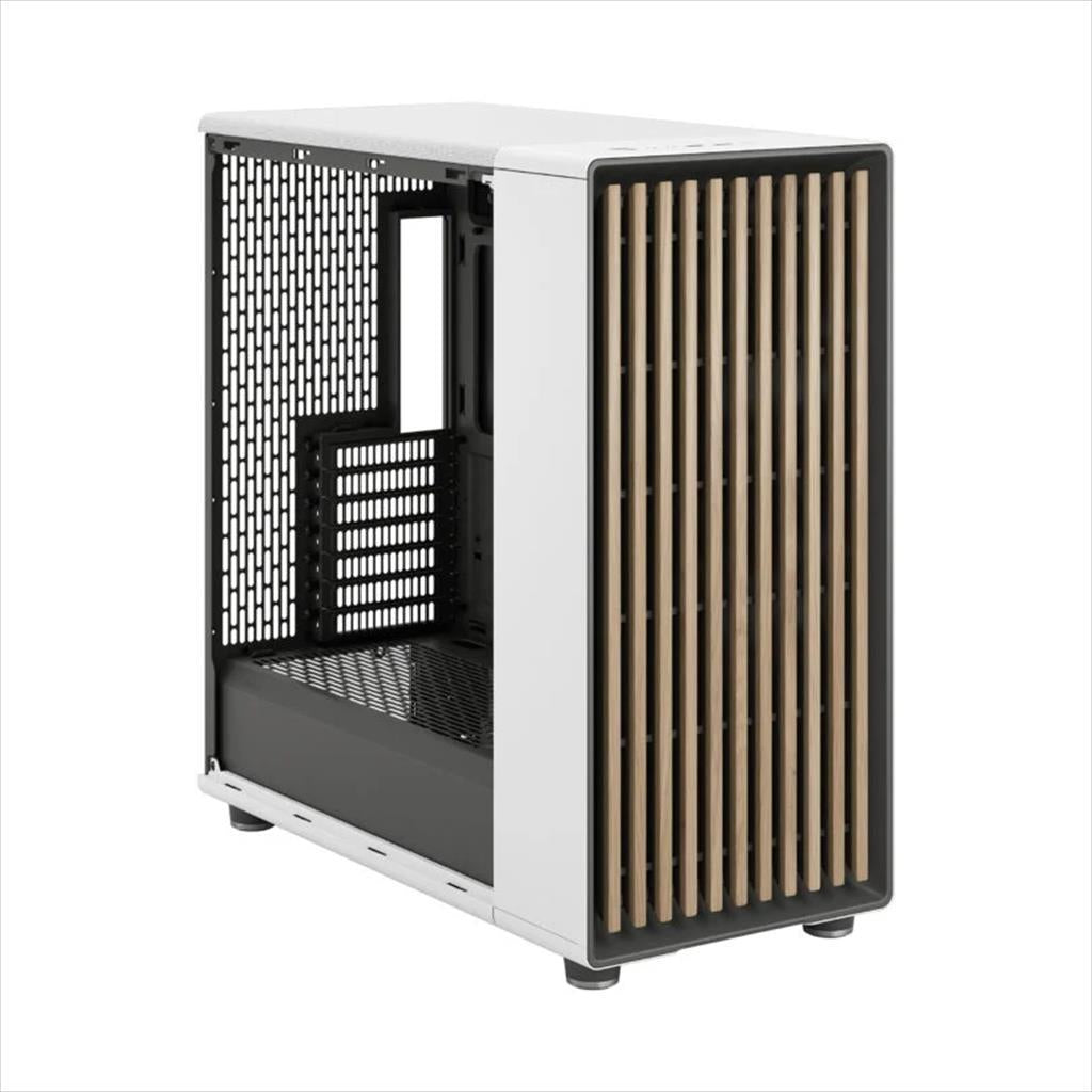 CASE FRACTAL DESIGN E-ATX Mid-Tower NORTH XL RC, 3x140mm Aspect 4-pin PWM fans, w/WINDOW, Front wood panel, Chalk White TG Clear, FD-C-NOR1X-06