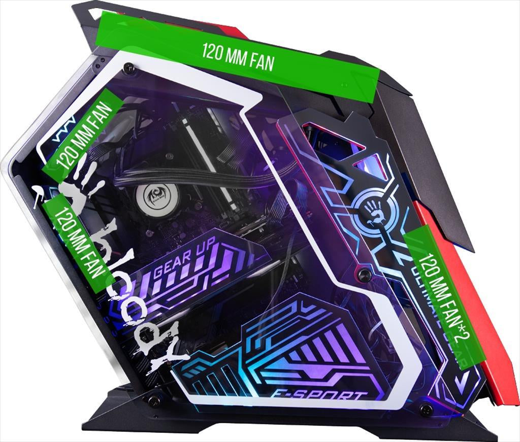 CASE A4TECH ATX mid-Tower BLOODY GH-30 ROGUE w/WINDOW, 3x120mm RGB fans, 1xUSB 2.0, 1xUSB3.0