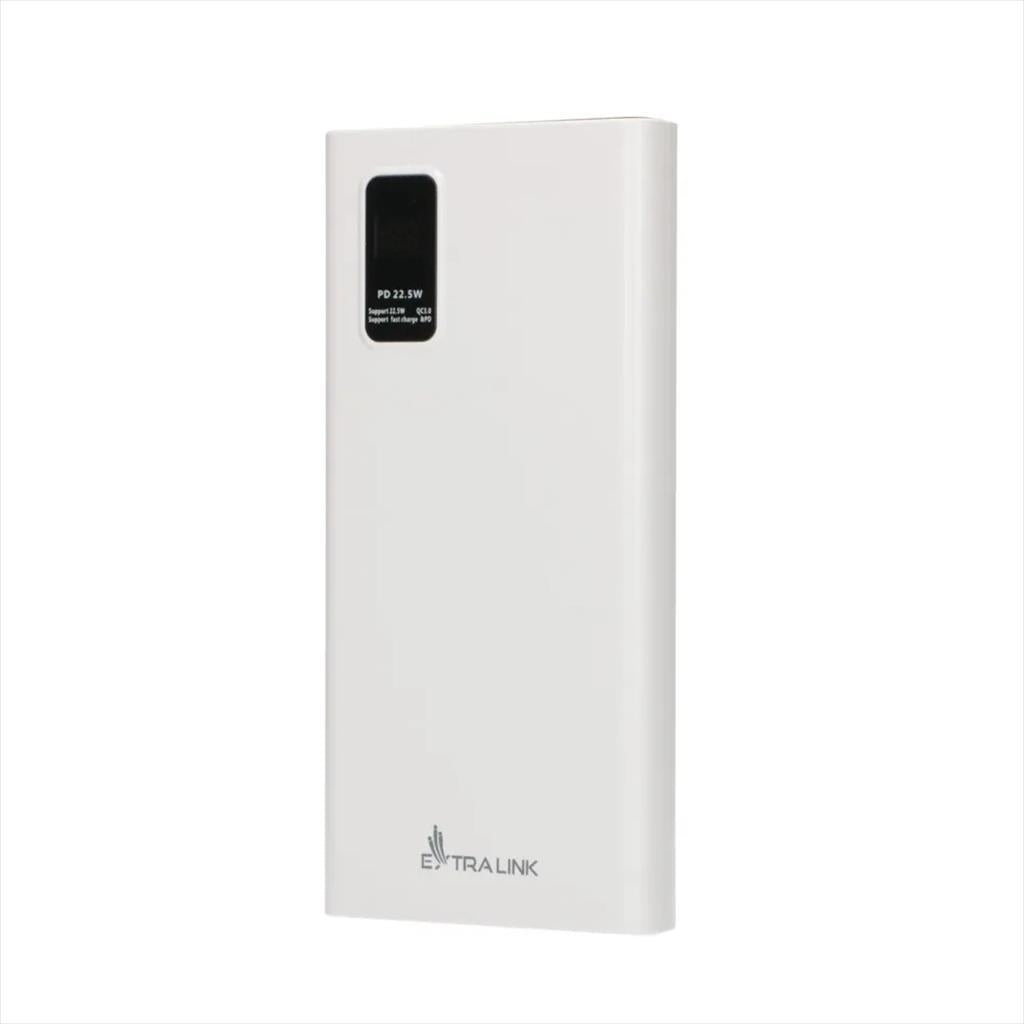 POWER BANK EXTRALINK EPB-067W 10000mAh (22.5W Fast charge)   w/digital display Dual input (Micro-USB, USB-C) /output( 2x USB-A, USB-C), White