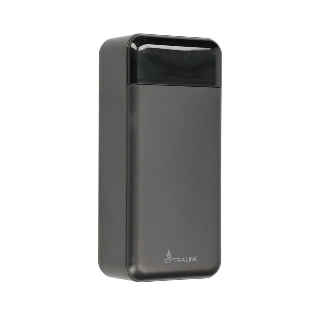 POWER BANK EXTRALINK EPB-124 30000mAh (22.5W Fast charge) w/digital display, LED torch, Dual input (Micro-USB, USB-C) /output( 4x USB-A, USB-C), x3 cables included (microUSB, Type-C, Lightning) Black