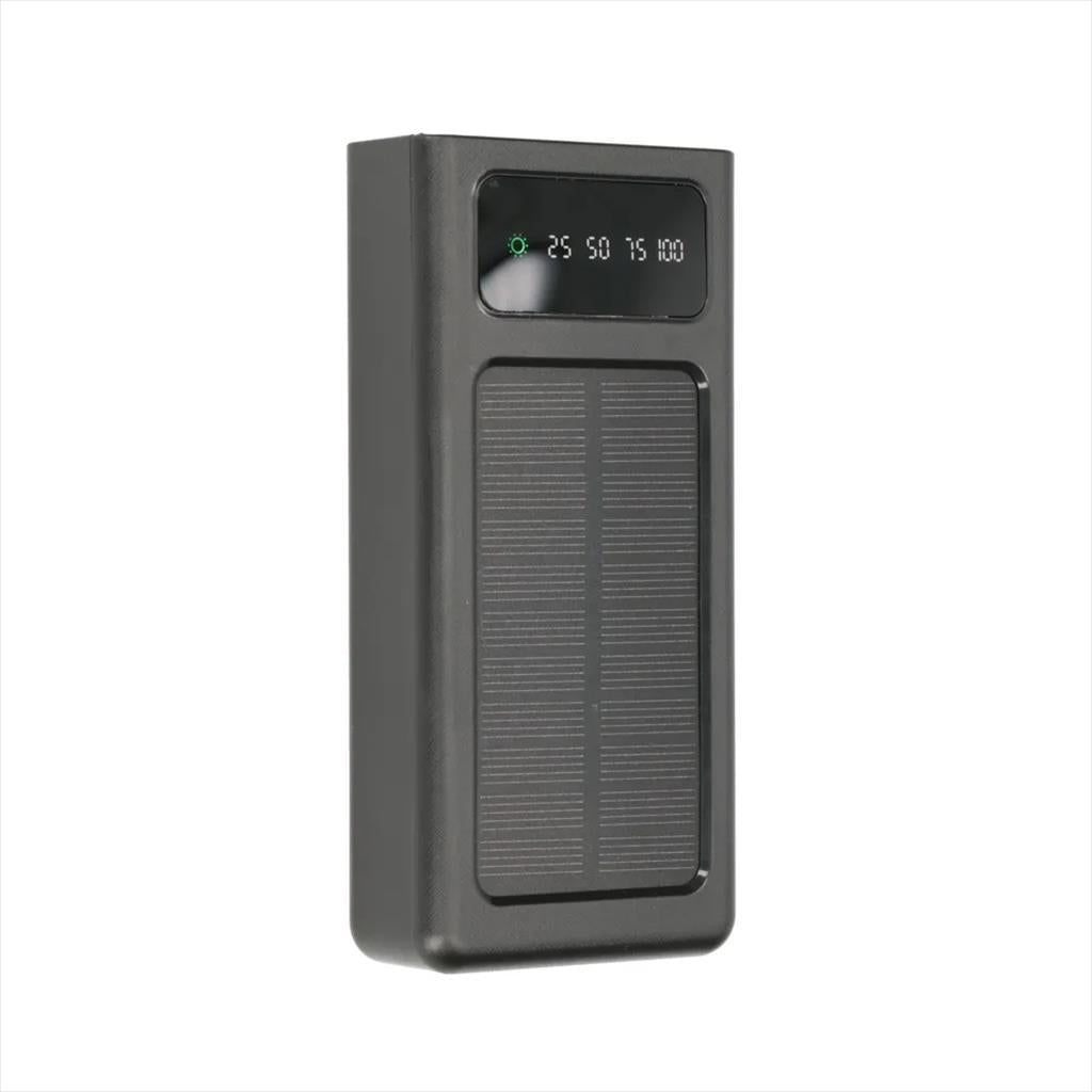 POWER BANK EXTRALINK EPB-092 20000mAh w/digital display, LED torch, Dual input (Micro-USB, USB-C) /output( 2xUSB-A), IPX4, w/solar panel, x4 cables included (USB-A, microUSB, Type-C, Lightning), Black