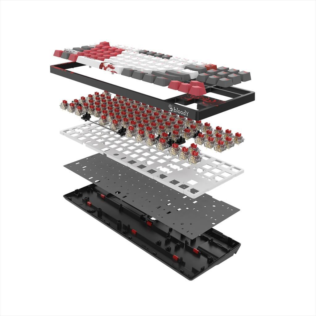 KEYBOARD MECHANICAL A4TECH Bloody S87 NARAKA TKL, Hot-swappable,BLMS RED PLUS Switch, Red Backlit, Black