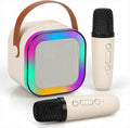 SPEAKERS BLUETOOTH EXTRALINK MINI KARAOKE SET FOR KIDS, x2 MICS+SPEAKER RGB, (BT, AUX, SD CARD) WHITE