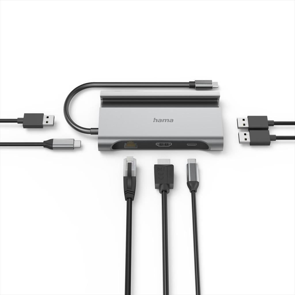 DOCKING STATION TYPE-C 7 in1, HDMI / 3 x USB 3.1 Gen 1 / 2xType-C (PD 100W)/ GBLan / GRAY/ HAMA 200143