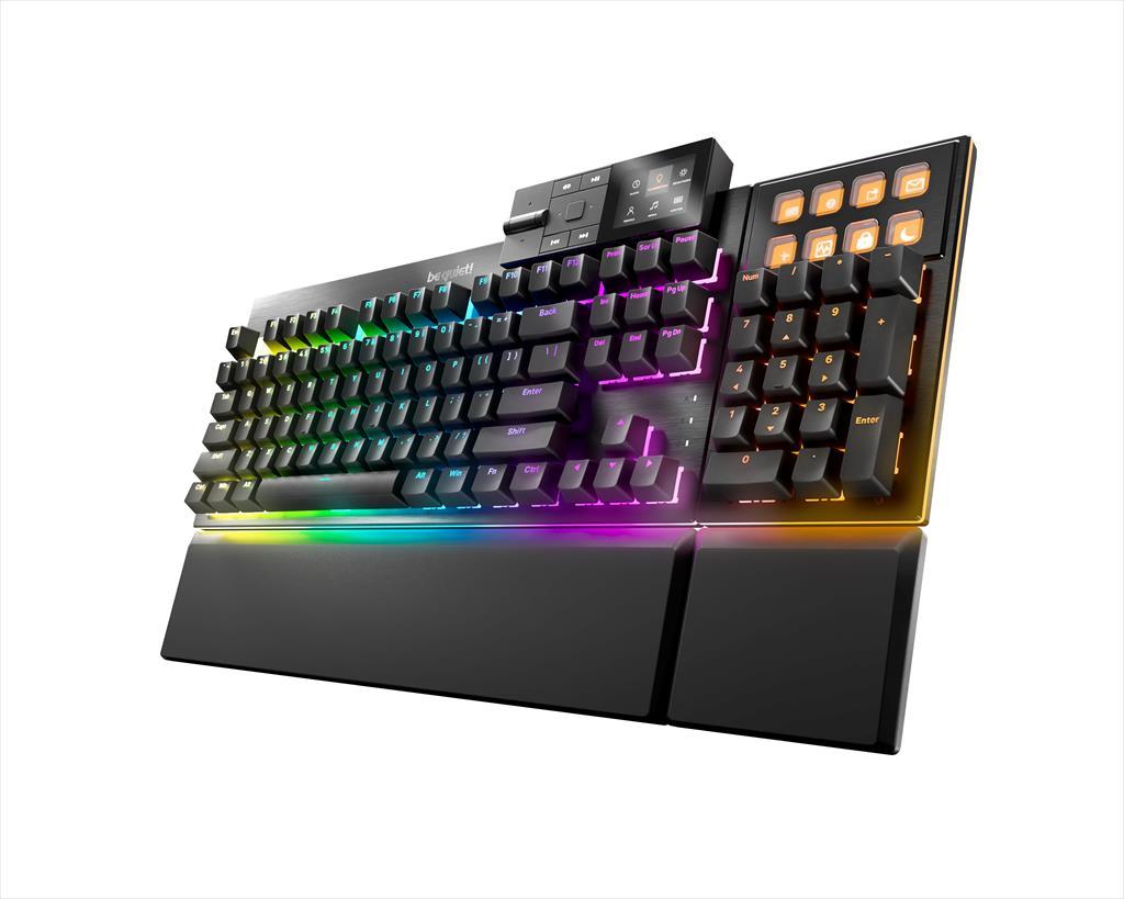 KEYBOARD MECHANICAL BE QUIET! DARK MOUNT SILENT MODULAR (hot-swappable numpad & media dock), Tactile switch HS, 8 customizable Display Keys, ARGB, Black, BT002US